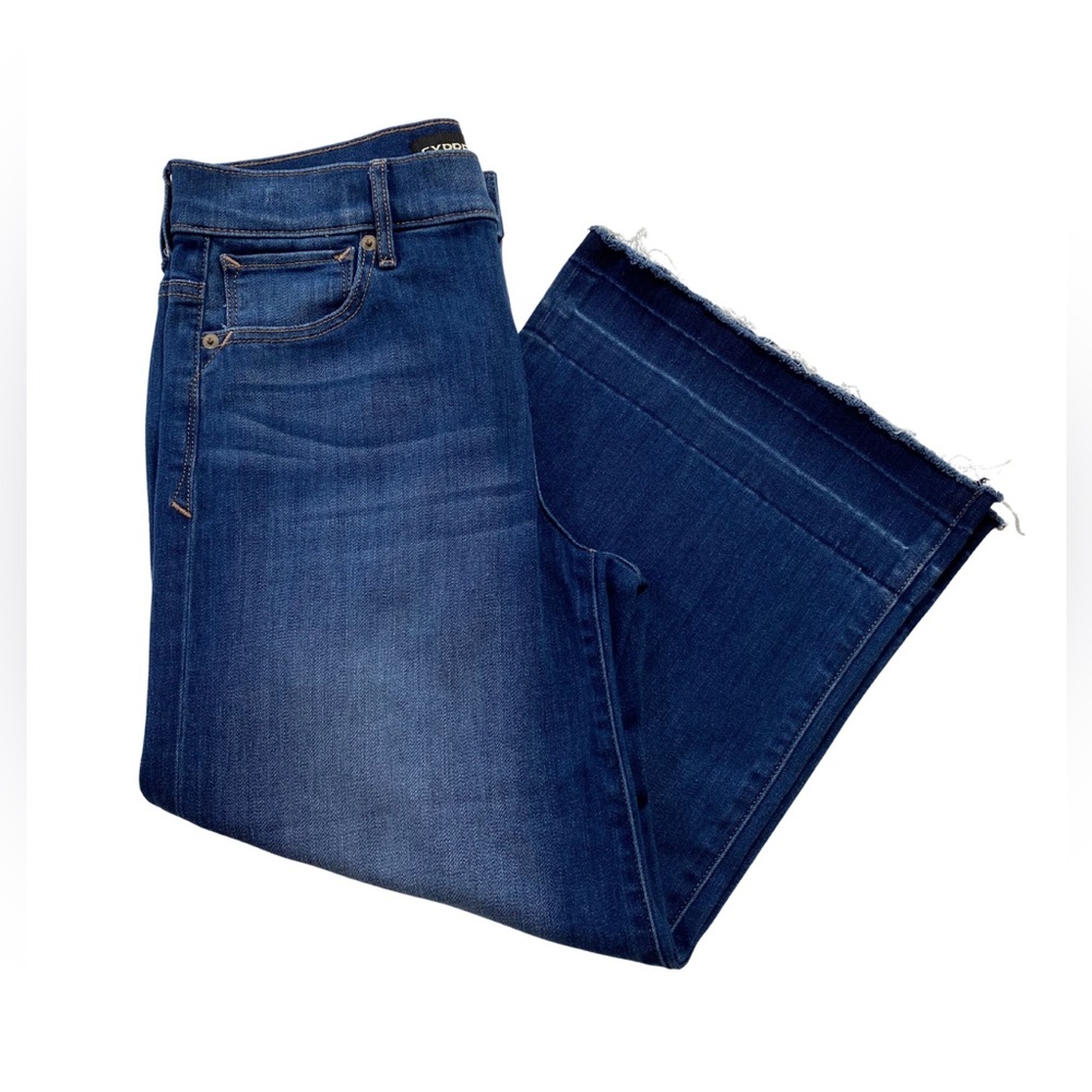 Express Culottes High Rise Wide Leg Flare Jeans Women’s 6 Dark Wash Denim